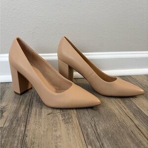 Franco Sarto Nude Block Heel Pumps